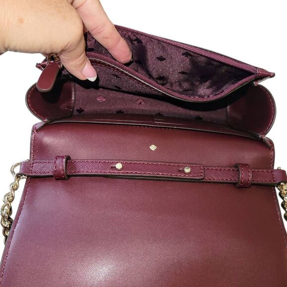 Kate Spade New York Cherry Juice Leather Ava Flap Chain Wallet Crossbody Bag - Picture 11 of 12